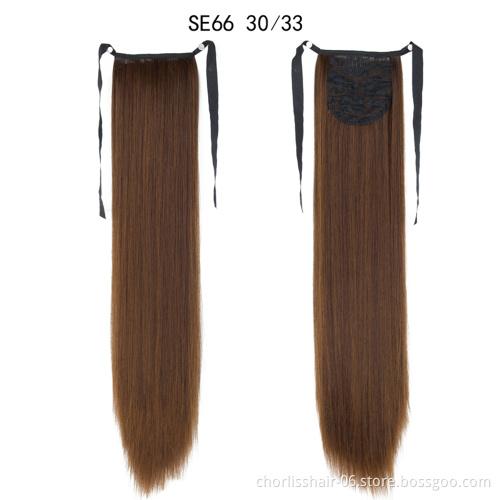 Wholesale Hot Selling Chorliss Girls Ponytails Holder Silky Straight Organic Ponytail Hairpieces Synthetic Hair Extensions